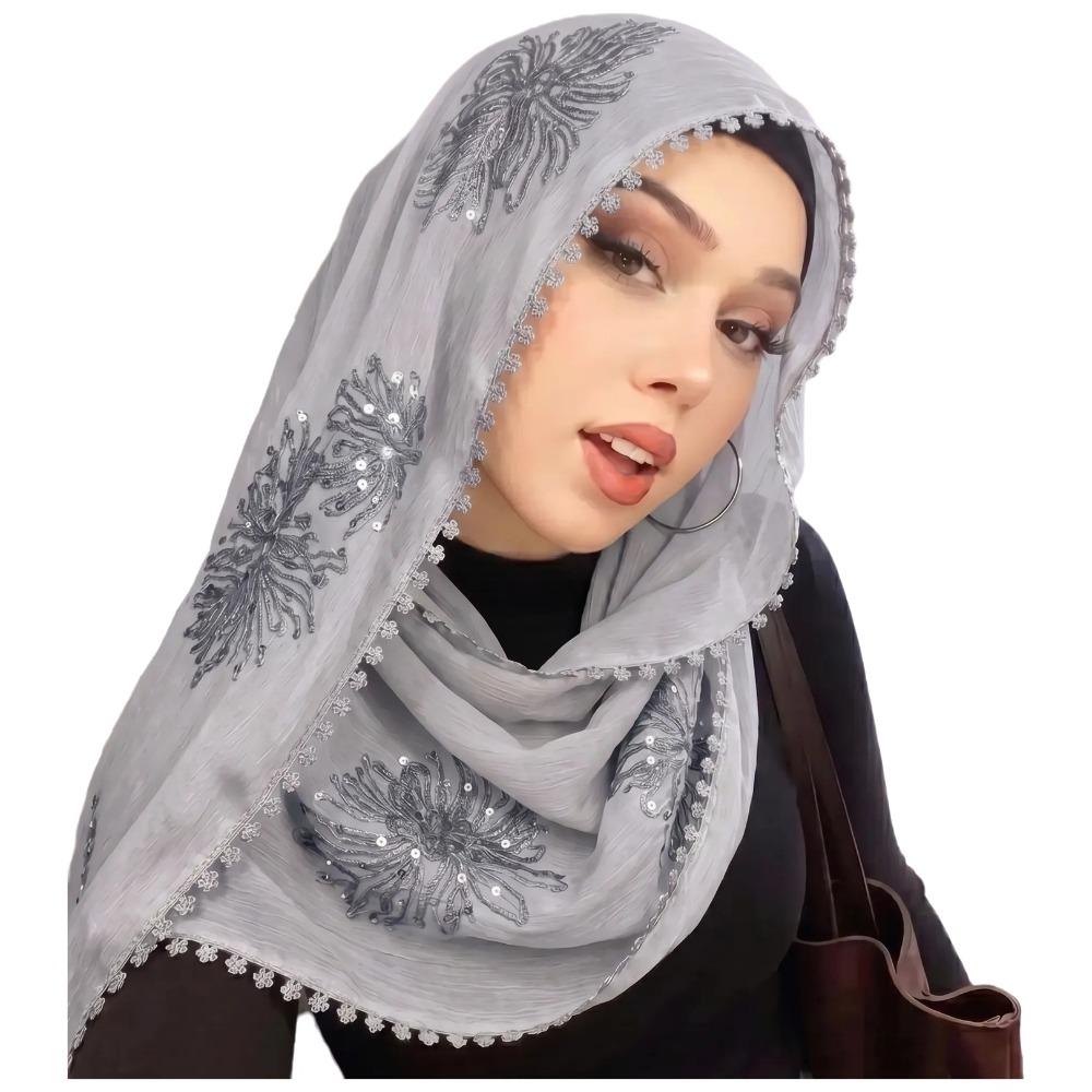 Full Cover Islamic Headscarf Solid Color Sequin Wraps Shawl Muslim Hijab Turban Cap Girls