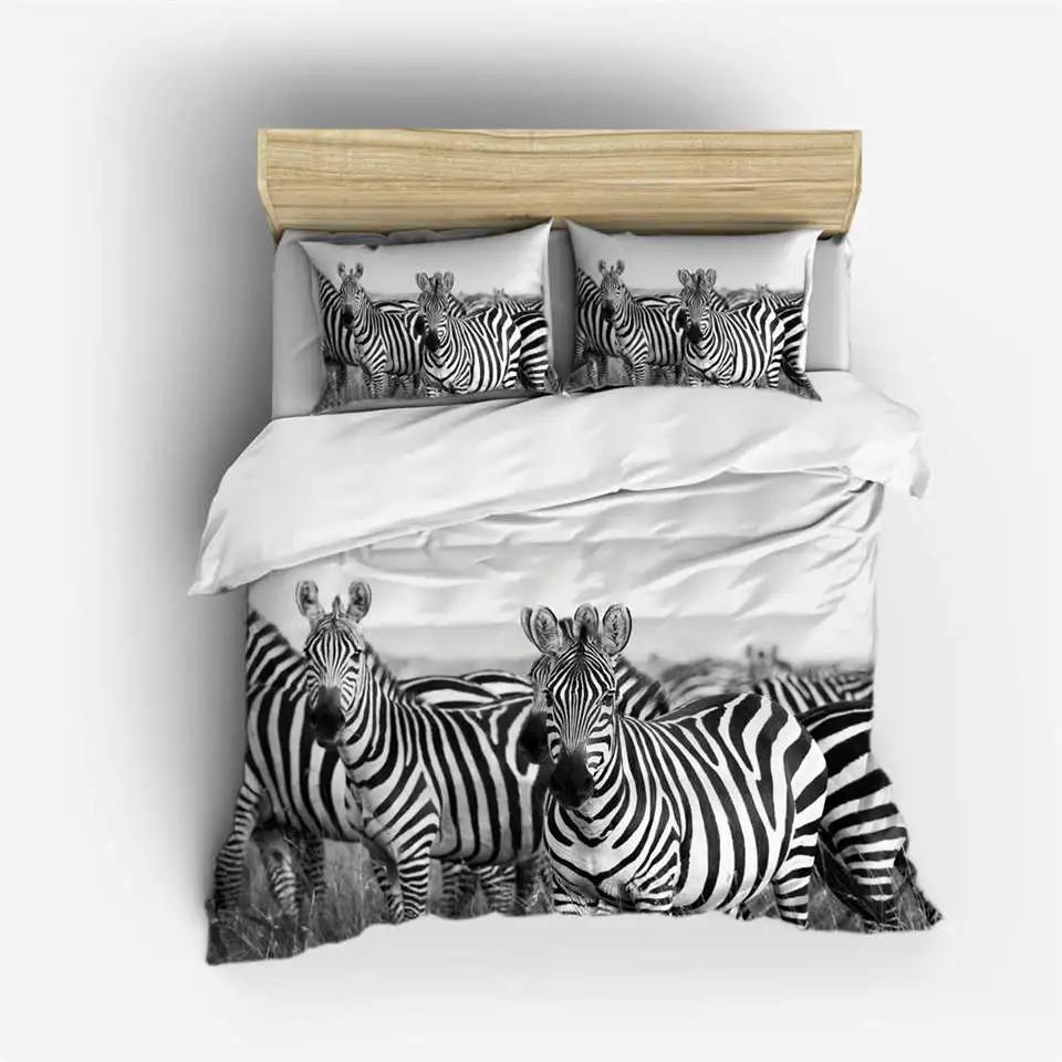 3D Animal Bedding Set Quilt Cover Zebra Pattern Duvet Cover With Pillowcases Full Queen King Soft Comforter Cover Home Textile