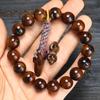 Men's Thunder Mark Jujube Wood Prayer Beads Bracelet with Wind Fire Wheel Pendant