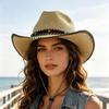 Cowboy Hat Western Male and Female Duck Tongue Fisherman Eaves Sunscreen Straw Hat Outdoor Shading Tourism Mountaineering Tibetan Self-operated