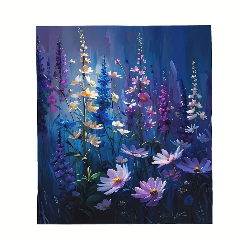 Watercolor Floral Pattern Printed Flannel Blanket, Shawl Blanket For Bedroom, Dormitory, Car, Outdoor, Sofa, Travel,Office, Gift