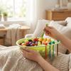 Plastic Fruit Bowl with Fork Large Capacity Fruit Serving Plate Dessert Salad Bowl  Office