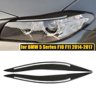 Front Headlights Eyebrows Eyelids Trim Cover Moulding Sticker for BMW 5 Series F10 F11 2014-2017 / 2011-2013 Car