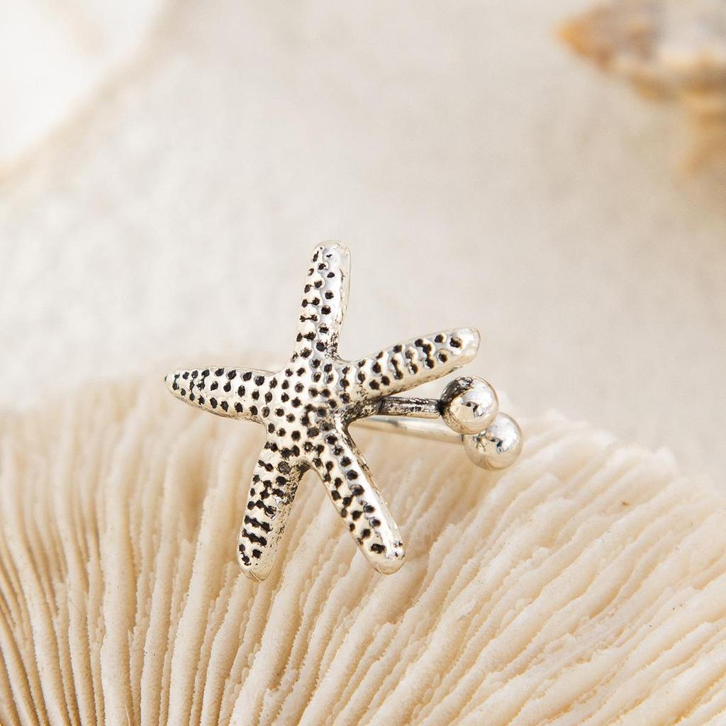 Ohrstecker mit übertriebenem Sternmotiv, für Sommer, Strand, Ozean, personalisierbar, trendig, Urlaub, Kunstperle, Seestern, Metallohrring für Frauen und Mädchen