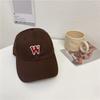 W letter deep top wide brim baseball cap sunshade women's spring and summer large head circumference peaked cap showing small face soft top men