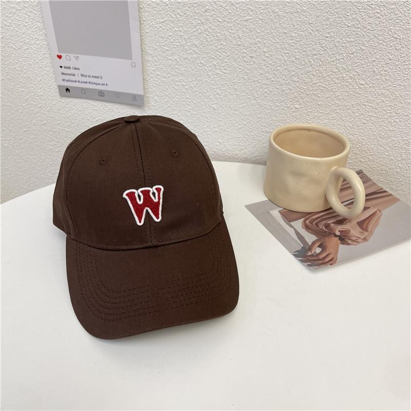 W letter deep top wide brim baseball cap sunshade women's spring and summer large head circumference peaked cap showing small face soft top men