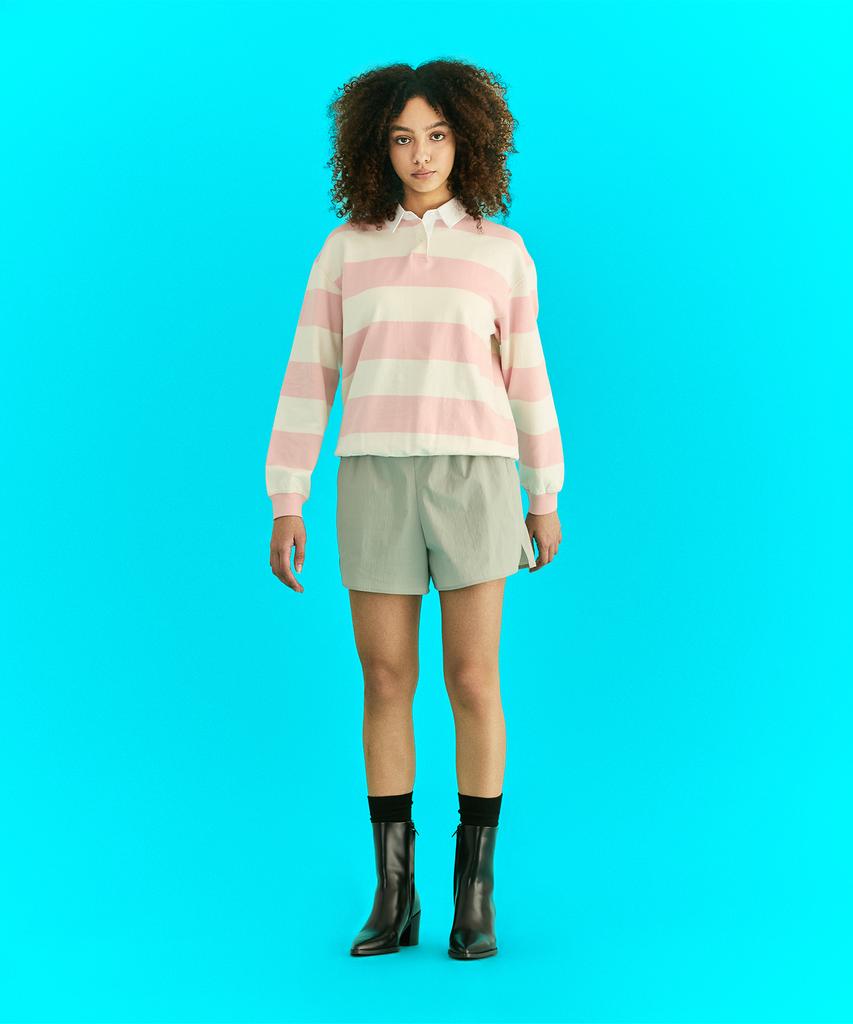 ERER Oxford Collar Stripe T-Shirt Pink