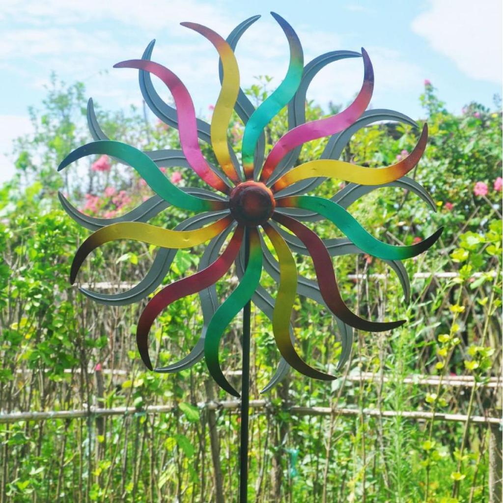 European Wrought Iron Windmill Flower Vase - 1.5m High Garden Decor