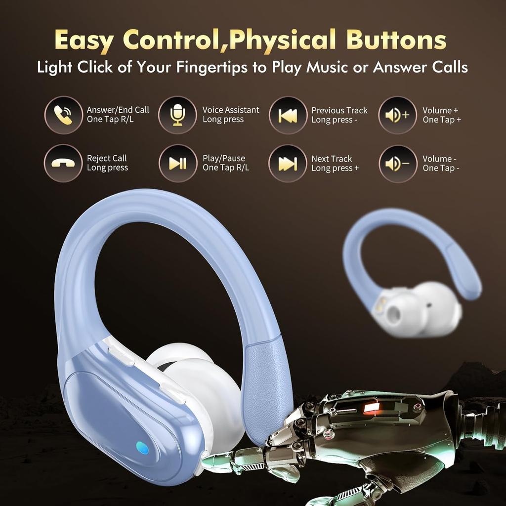 Wireless Earbuds, Sports Bluetooth Headphones, 80Hrs Playtime Ear Buds with LED Power Display, Noise Canceling Headset, IPX7 Waterproof Earphones for