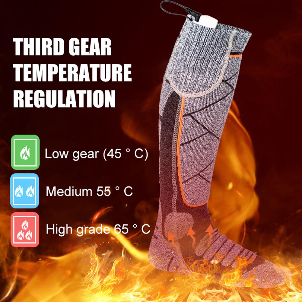 Winter Electric Heated Socks Boot Feet Warmer Rechargable Battery Thermal Heating Socks Outdoor Sports Hiking Cycling Socks