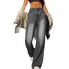 Women's Wide Leg Jeans High Waist Straight Stretch Jeans With Pockets