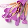 12pcs, Silicone Utensil Set, Khaki Kitchen Utensil Set With Wooden Handle, Safety Cooking Utensils Set, Non-Stick Kitchen Tools