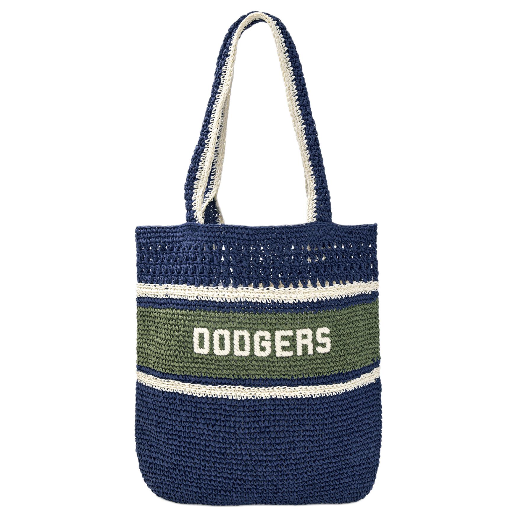 

MLB Los Angeles Dodgers 25SS Cellulose Shoulder Tote Bag Women Bags Blue Green 3AORR0153-07NYS Blue & Green
