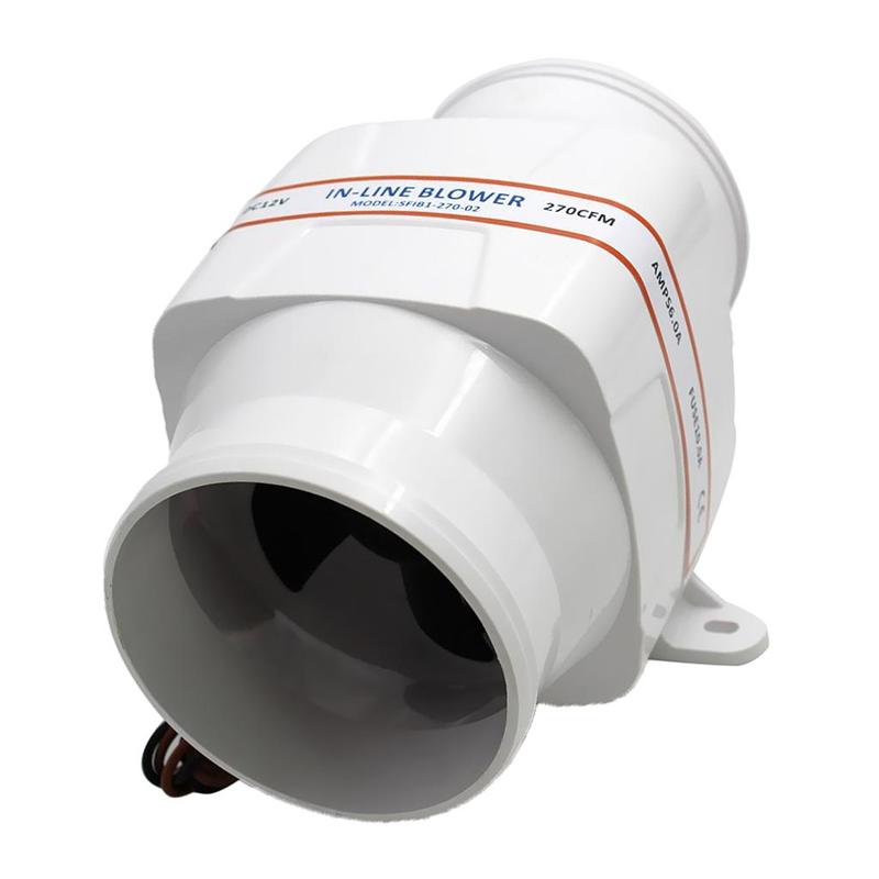 High Flow 270 CFM Bilge Inline Air Blower Moisture Resistant Ventilation Fan for Boat Engine Compartment 12V