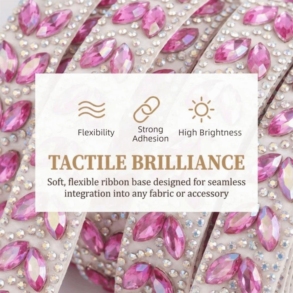 1 Yard Rhinestone Ribbon Self Adhesive Hot Melt Hot Fix Rhinestone DIY Craft AB Color Self Adhesive Tape Clothing Accessories