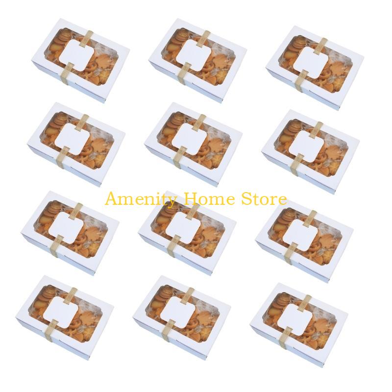 F26C Cake Boxes Paper Candy Box Paper Treat Boxes 12PCS for Biscuits Cookie Desserts белый