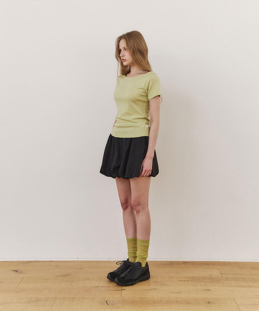 Une Pima Layer Boat-Neck Top_Olive