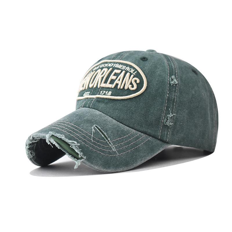 Cotton Washed Old Large Letter Embroidered Baseball Cap Men's and Women's Outdoor Three-dimensional English Cap