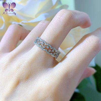 Sale 925 Sterling Silver Fashion Lace Ring Simulation Diamond Ring Quality Assurance