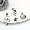 4pcs/set Antique Silver Color Vintage Bohemia Ring Set Rose Flower Rings for Women Charm Bohemia Floral Knuckle Ring