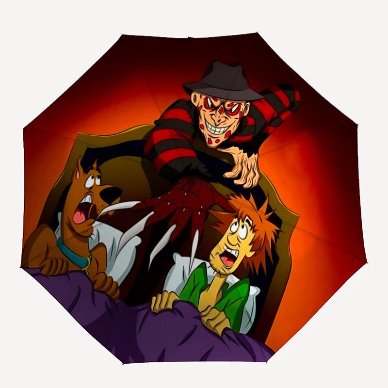 1pc A Nightmare on Elm Street Scooby-Doo 8-Ribs Sturdy Frame, Automatic Open/Close, Durable & Colorful Ideal for Beach, Travel, And All Seasons, 10202