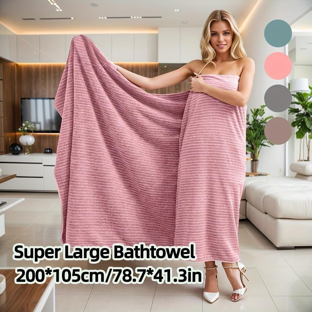 Asciugamano da bagno extra large a righe con stelle, in fibra di corallo ad alto assorbimento, ad asciugatura rapida, non perde pelucchi, resistente asciugamano da spiaggia