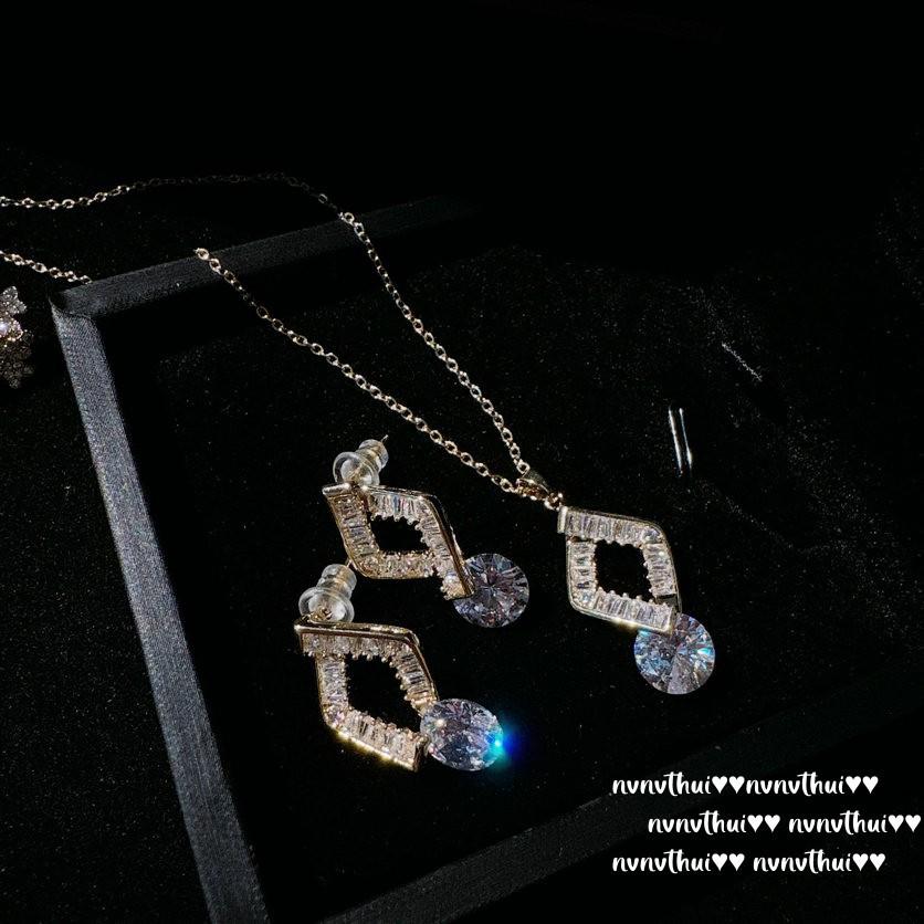 Pirate Macaron Emerald Earrings Music Note Dew, Plated With 18K Gold, Piano Keys Sugar Cube Water Drop Zircon Necklace