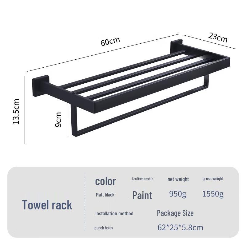MDNG Stainless Steel Wall-Mounted Towel Rack with Shelf