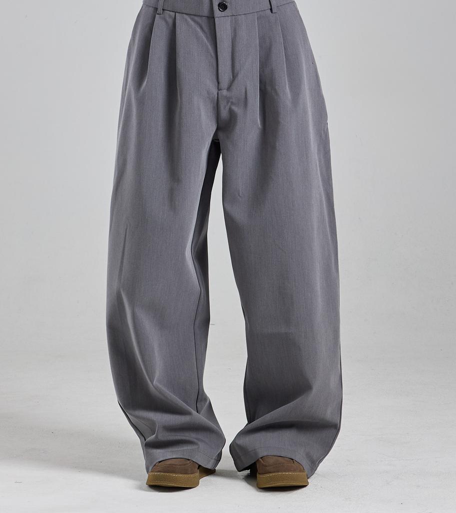 Beoteunseoul Two Pintuck Regular Fit Slacks (Gray)