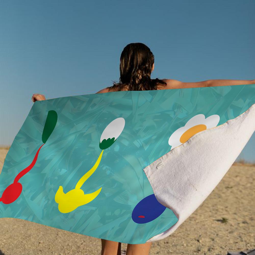 Pikmin Game Microfiber Blanket Quick Drying Beach Towels Oversized Printing Super Absorbent Pool Towel Blanket
