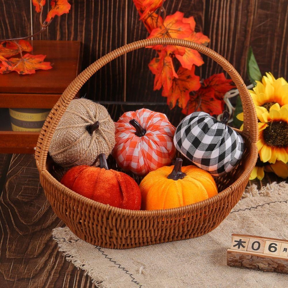 Colorful Cover Fabric Pumpkin Autumn Style Thanksgiving Decor Artificial Pumpkin Autumn Theme