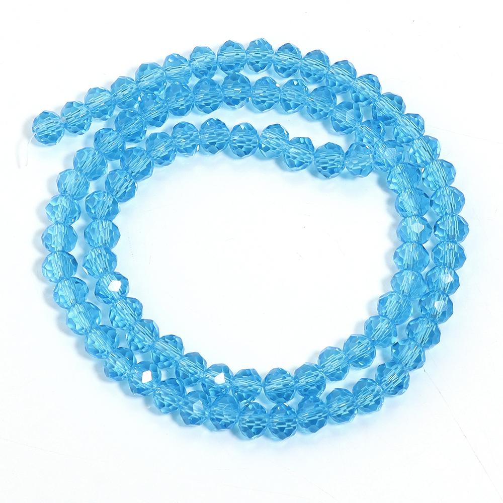 3 4 6 8 10mm Rondelle Faceted Crystal Beads Lake Blue Glass Beads Loose Spacer Beads For Jewelry Making DIY Bracelets Necklace