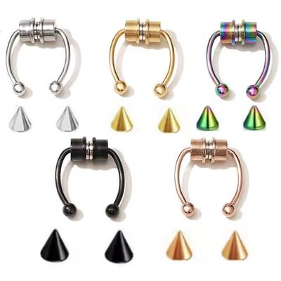 Stainless Steel Magnetic Nose Ring - Non-Piercing Hoop & Stud Clip Jewelry