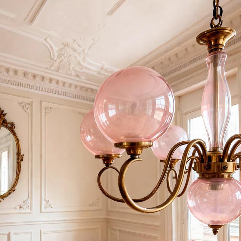 MZISOSOD French Vintage Wrought Iron Glass Chandelier for Living Room Dining Room Bedroom Lighting Fixtures Mid Century