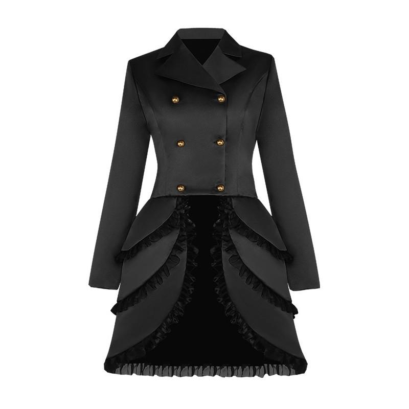 Women's Retro Gothic Lace Edge Double-breasted Medieval Renaissance Cos Stage Costume