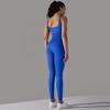 Seamless Knitted Thread Solid Color Tight Flat Collar Jumpsuit For Sports Running, Fitness Yoga, And Fitness