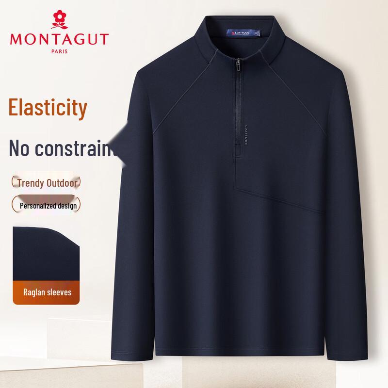 MONTAGUT Men's Casual Long-Sleeve Zipper T-Shirt