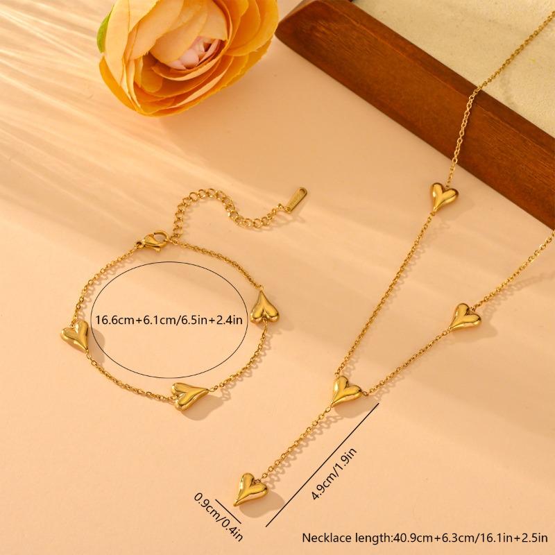 Meier Su necklace women's niche design heart bracelet titanium steel jewelry set