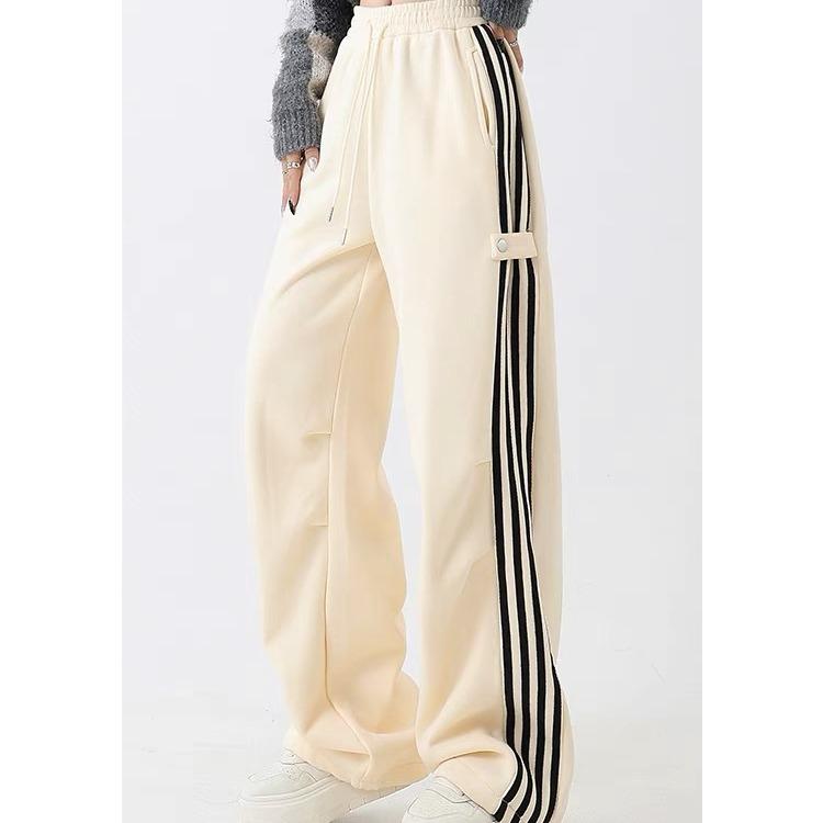 

Американские винтажные спортивные брюки кэжуал с высокой посадкой, универсальные уличные спортивные штаны, свободные полосатые брюки с широкими штанинами 4XL хаки