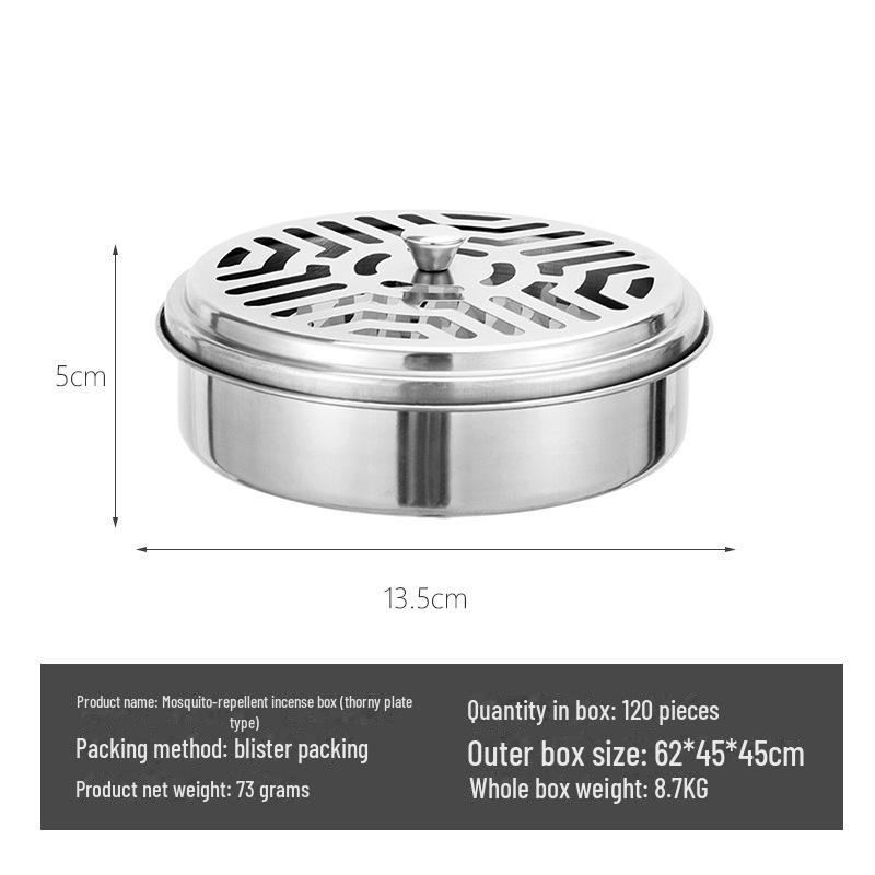 

Портативная противомоскитная катушка из нержавеющей стали с крышкой - уличный лоток для отпугивания комаров