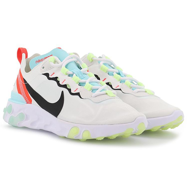 New Nike React Element 55 White Black Blue Women's DB5926-101