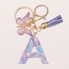 A-Z Letters Keychain Pendant Purple Butterfly Letter Keychain For Girls Women Exquisite Backpack Decoration Accessories Gifts