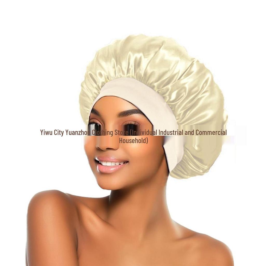Women's Wide Brim Satin Sleep Cap – High Elasticity Hair Care Beauty Hat