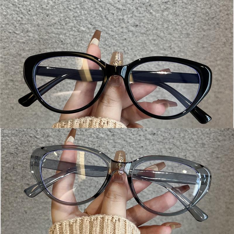2Pcs Fashion Unisex Cat Eye Plain Glasses For Woman Man Glasses Frame For Party Eyeglasses Female Decorative Spectacles Glasses