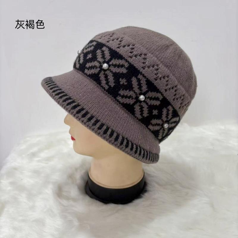 Winter Autumn Thick Fleece Knit Bucket Hat For Women Elderly