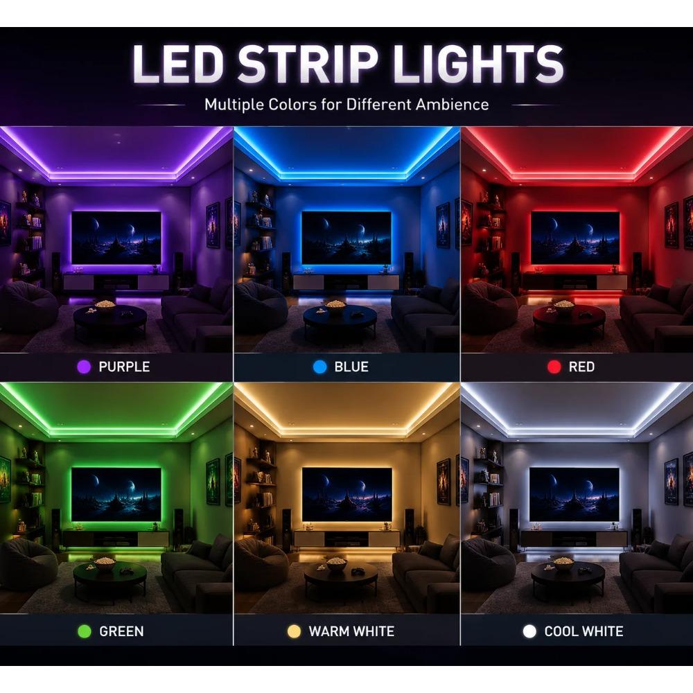 1-30M USB RGB LED Light Strip with 24 Key Remote, Adjustable Color, Easy Installation, Bedroom Party Holiday Wedding Decorations