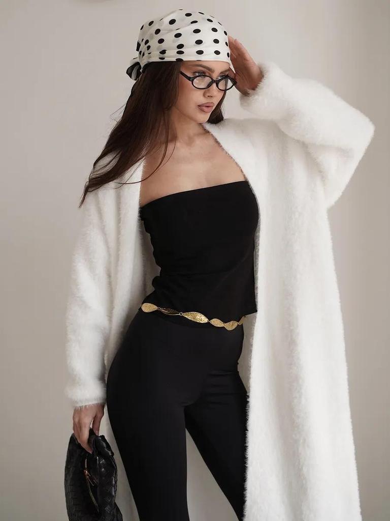 Women's Autumn/Winter Long Fluffy Cardigan - Soft Knit, Imitation Mink Velvet Sweater Coat, Lazy Style