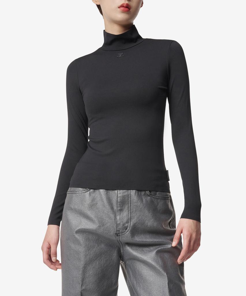 COURREGES Techno Mock Neck Long Sleeve Top - Black / 323Jto182Js00169999