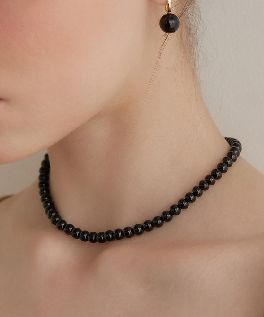 Tatiana (Silver 925) Onyx Candy Ball Necklace Nz2142