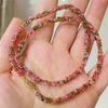 Natural Garnet Cut Twist Necklace, Fashionable Rice Bead Football Face Collar, Girlfriend Color Tourmaline Spinel Bracelet